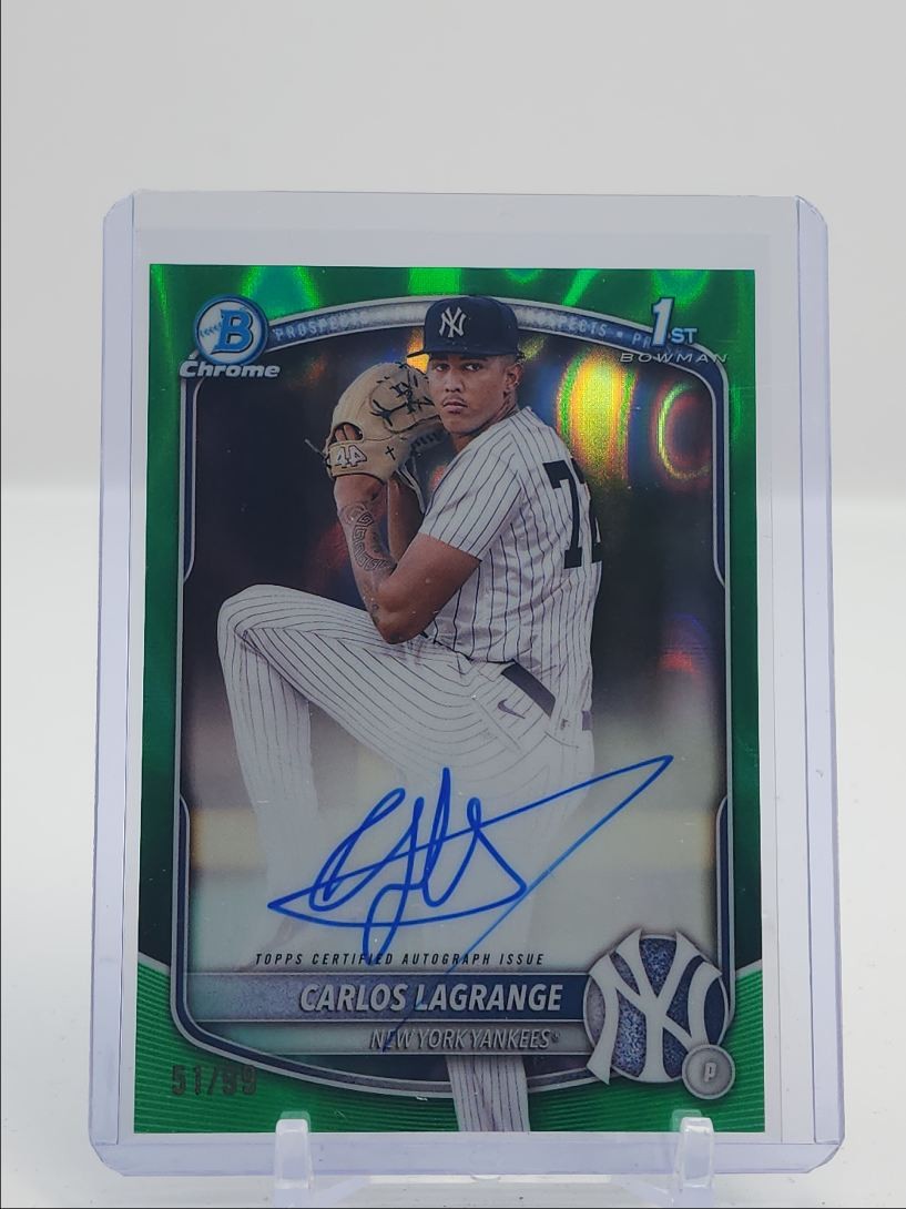 CARLOS LAGRANGE 2025 BOWMAN CHROME 1ST AUTOGRAPH GREEN LAVA AUTO /99 Q1940