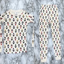 Hanna Andersson Kids Sz 8 Gnome Cream Long Sleeve Pajama Sleep Organic Cotton