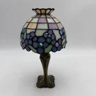 Vtg PartyLite Tiffany Style Stained Glass Candle Lamp Floral Table Decor 10.5”