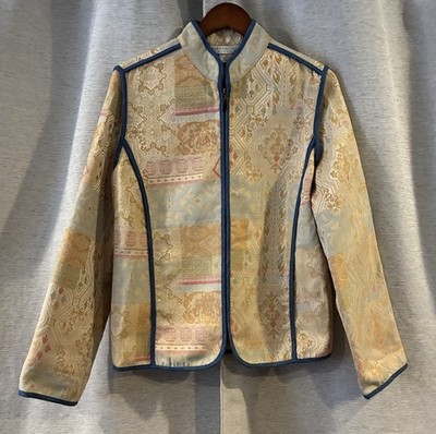 Napa Valley Blues Womens Medium Jacket zip up long sleeve Tapestry Blazer Coat