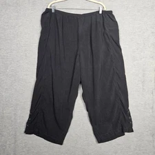 Citron Santa Monica Women's Pull On Cropped Silk Linen Blend Pants Size 3X