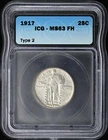 1917 Standing Liberty Quarter 25C ANACS MS63 FH