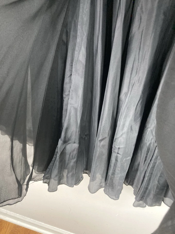 Black Tie Vtg 100% Silk Circle Skirt Woman Size 22 Side Zip And Pocket Black - Image 3 of 4