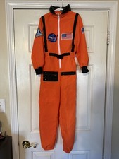 Astronaut Costume for Kids NASA Orange Space Flight Suit with Blue Hat Used