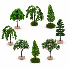 8 Pcs Miniature Tree Model Set Realistic Artificial Green Trees for Mini Land...