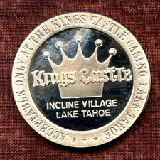 1, $1.00 Slot Token.  King Castle. Lake Tahoe NV.  1969