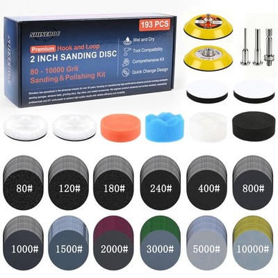193Pcs 2 Inch Polishing Kit Hook and Loop Sanding Discs, Headlight Restoratio...