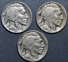 1935-P-D-S 5C BUFFALO NICKELS (3) KM# 134 Grade: VG and Better   A7290