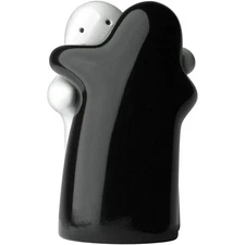 Hugging Couple Salt and Pepper Shaker Set Black and White Modern Vintage Design