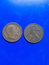 1861 Great Britain One Penny Queen Victoria 1906 Great Britain  KING EDWARDS