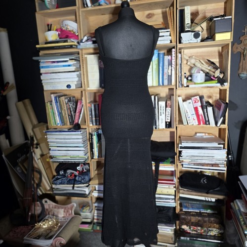 Long Slinky Black Dress By Shein M/L See-through Crochet Party #VogueEco - Picture 4 of 6