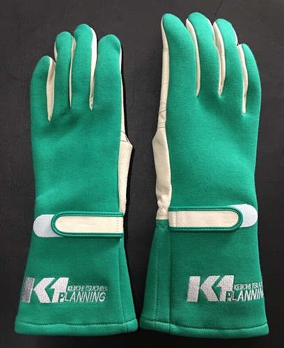 GUANTES DE PLANIFICACIÓN CARRERAS Keiichi Tsuchiya Drift K1 Cuero VERDE Rojo Talla ML Japón - Imagen 3 de 8