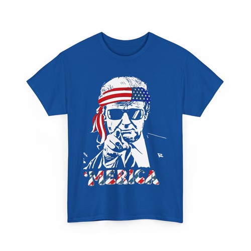 'MERICA TRUMP Happy 4th Of July Trump American Flag T-Shirt - Picture 3 of 16