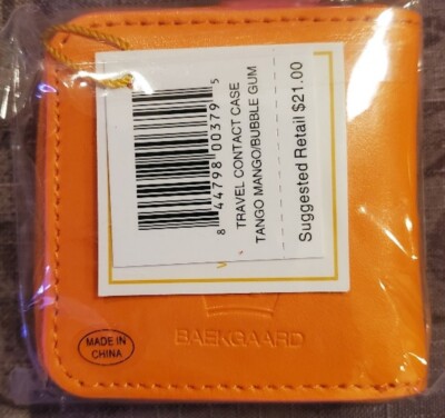BAEKGAARD Vera Bradley Faux Leather Zippered Contact Case; Mango/Bubblegum NWT!