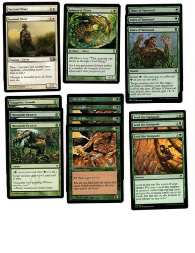 Green/White Slivers-60 Card Deck-Magic the Gathering-Pauper legal-MTG-RTP - Picture 2 of 3