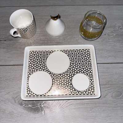 Pasabahce Selcuklu Gold White Porcelain Turkish Coffee