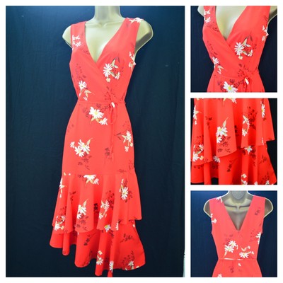 warehouse red floral dress