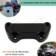 Black 1"​ Scalloped Handlebar Riser Clamp Fit For Harley Dyna Softail FXST FXSTD