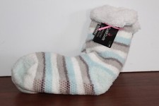 Cuddl Duds Womens Socks Slipper Sherpa Striped Pair Lined Faux Winter Size M
