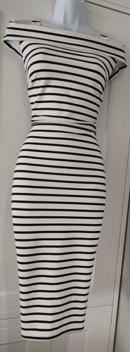 Womens Phase Eight Blue White Stripe Strappy Off Shoulder Bardot Midi Dress 14. - Picture 6 of 9