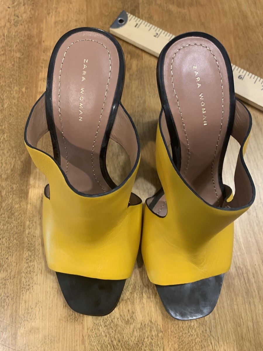 Block Heel Zara Yellow Heeled Sandals Zara Trafaluc Yellow Strappy