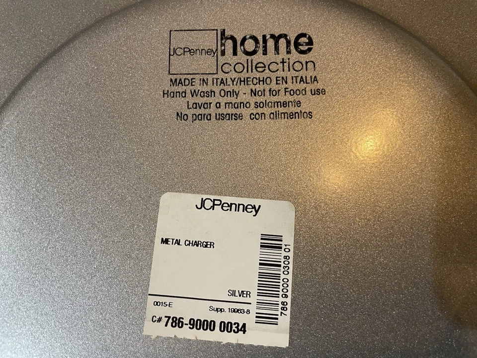 JC Penney Home Collection 13" Silver Splatter Steel Chargers Set of 8 Italy B145 - Image 4 of 4