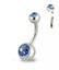14G 9/16" Double Gem 316L Surgical Steel Navel Ring – Extra Long, CZ Crystal, Made In Korea