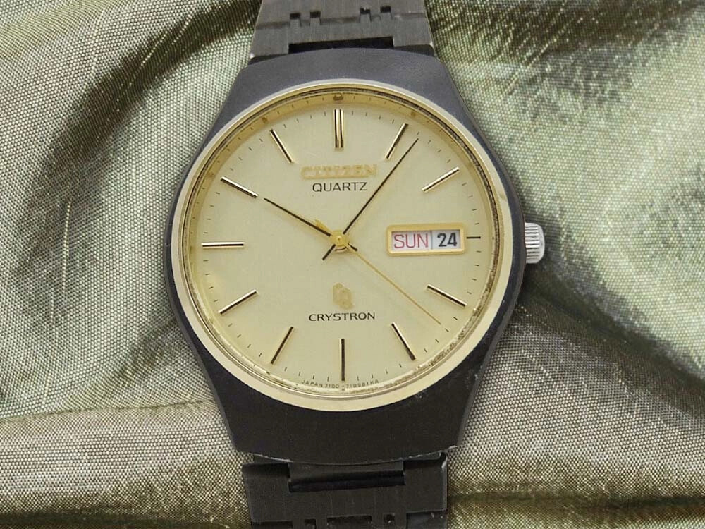 CITIZEN Watch CRYSTRON Ref.4-730844 Khaki plastic case SS gold