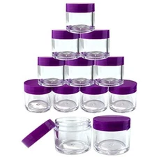 12 Pieces 30G/30ML Round Cosmetic Sample Pot Jars Container Purple Lids BPA Free