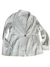 Honey Punch white linen blend striped blazer size large NWT