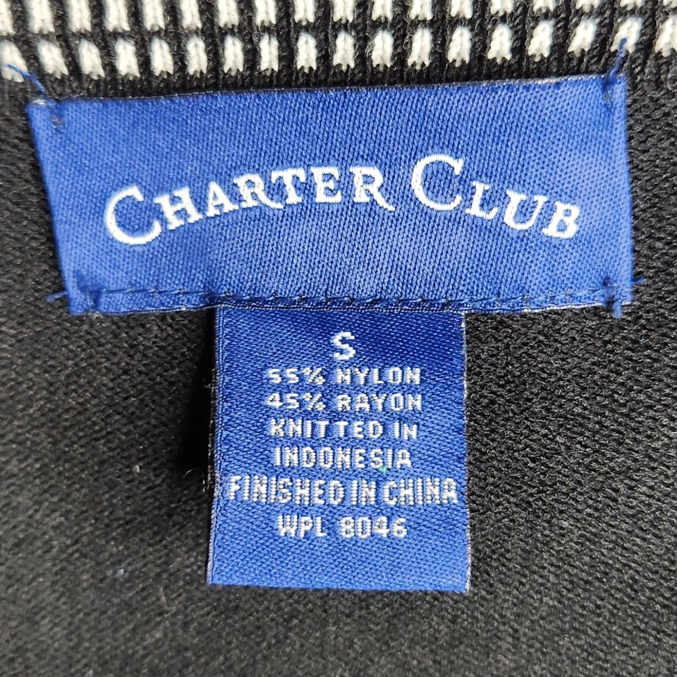 Cárdigan suéter Charter Club para mujer talla S negro cuello en V cremallera completa manga larga Foto 4 de 4