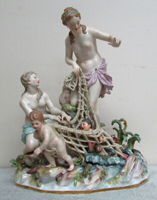 MASSIVE MEISSEN ''CAPTURE OF THE TRITONS'' 19th CENTURY LARGE FIGURAL GROUP