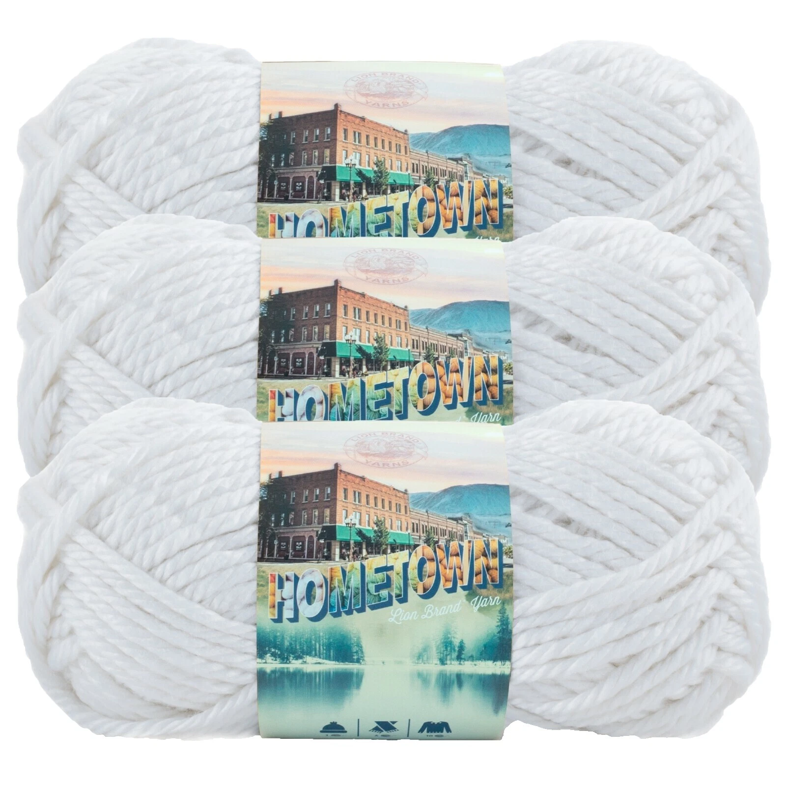 Белые пряжи Lion Brand Ball