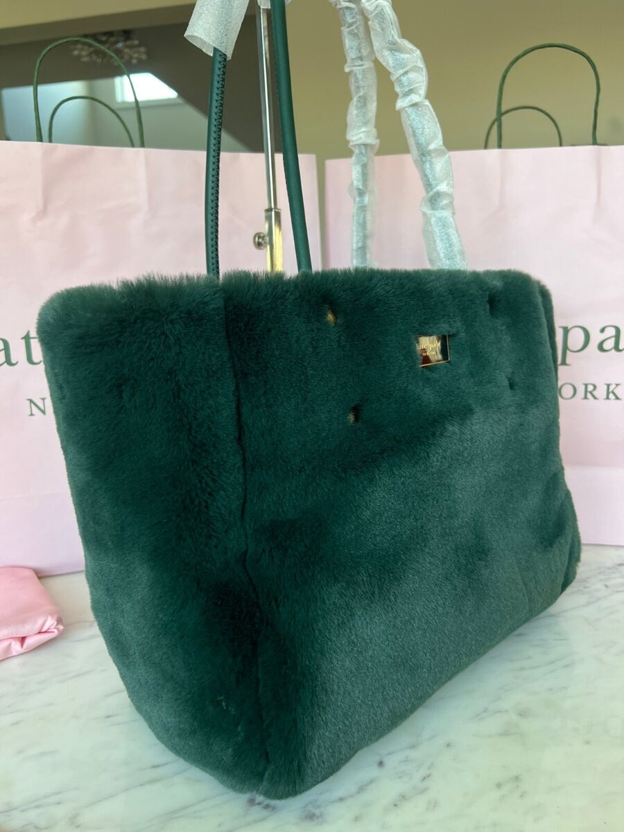 Kate Spade Everything Faux Fur Medium Tote K8991-1 Pine Kate Spade Everything Faux Fur Medium Tote K8991-1 Pine
