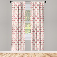 Flamingo Curtains 2 Panel Set Retro Dots Tropic Bird