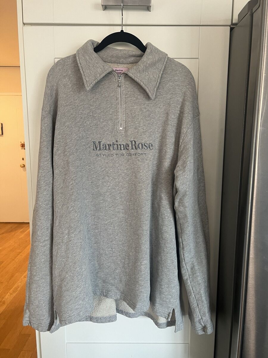 Martine Rose Gray Zip Logo-embroidered Cotton Polo Shirt Martine Rose Gray Zip Logo-embroidered Cotton Polo Shirt