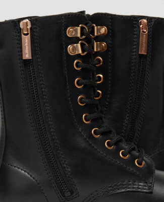 Dr Martens 1490 Rose Gold Hardware Leather Combat Boots  display picture 1