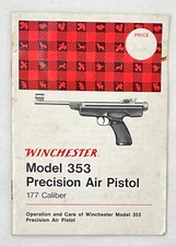 Winchester Model 353 Air Pistol Operating Instructions Vintage Brochure