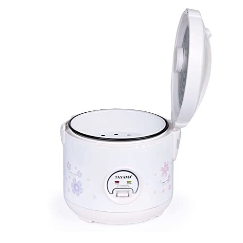 TAYAMA Automatic Rice Cooker & Food Steamer 10 Cup - White With Non-Stick Inner Pot