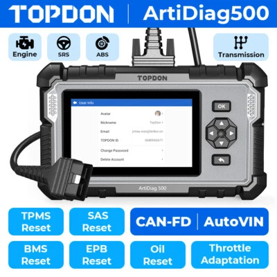 2026 TOPDON AD500 Car Diagnostic Scanner Tool OBD2 Code Reader Oil SAS TPMS EPB