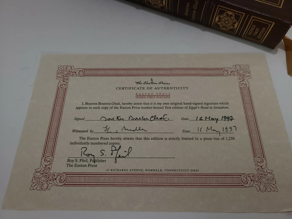 Easton Press Egypt's Road to Jerusalem Boutros Boutros-Ghali 1st ed Signed - Image 3 of 4