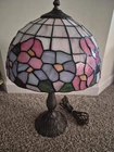 Vintage Tiffany Table Bedside Lamp Floral Stained Glass Lamp Desk Light H19"