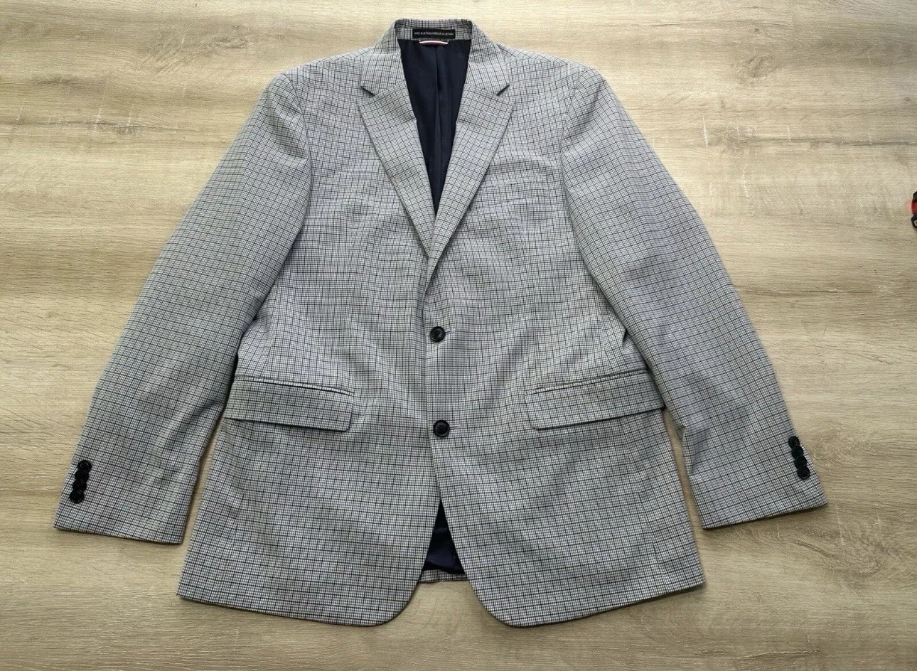 Tommy Hilfiger Mens Jacket Multi 40R Plaid Blazer Sport Coat Polyester Viscose