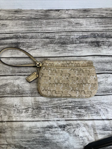 Coach Wristlet oro e argento Shimmer Cs mini borsa a mano fodera viola Coach HangTag