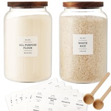 2 PCS Large Glass Jar with Airtight Lid, Glass Food Storage Jars for Tea,Spic...