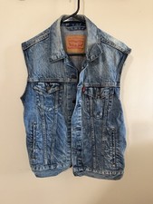 Levi's Trucker Jacket Sleeveless Denim Vest Womens S USA Made