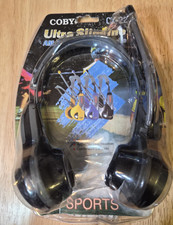 CX-22 Ultra Slimline Coby Sports AM/FM Walkman Headphones Radio Black NEW