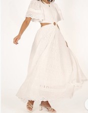 Petal And Pup Merletto Cut Out White Maxi Embroidered 3Dress SizeM   NWT