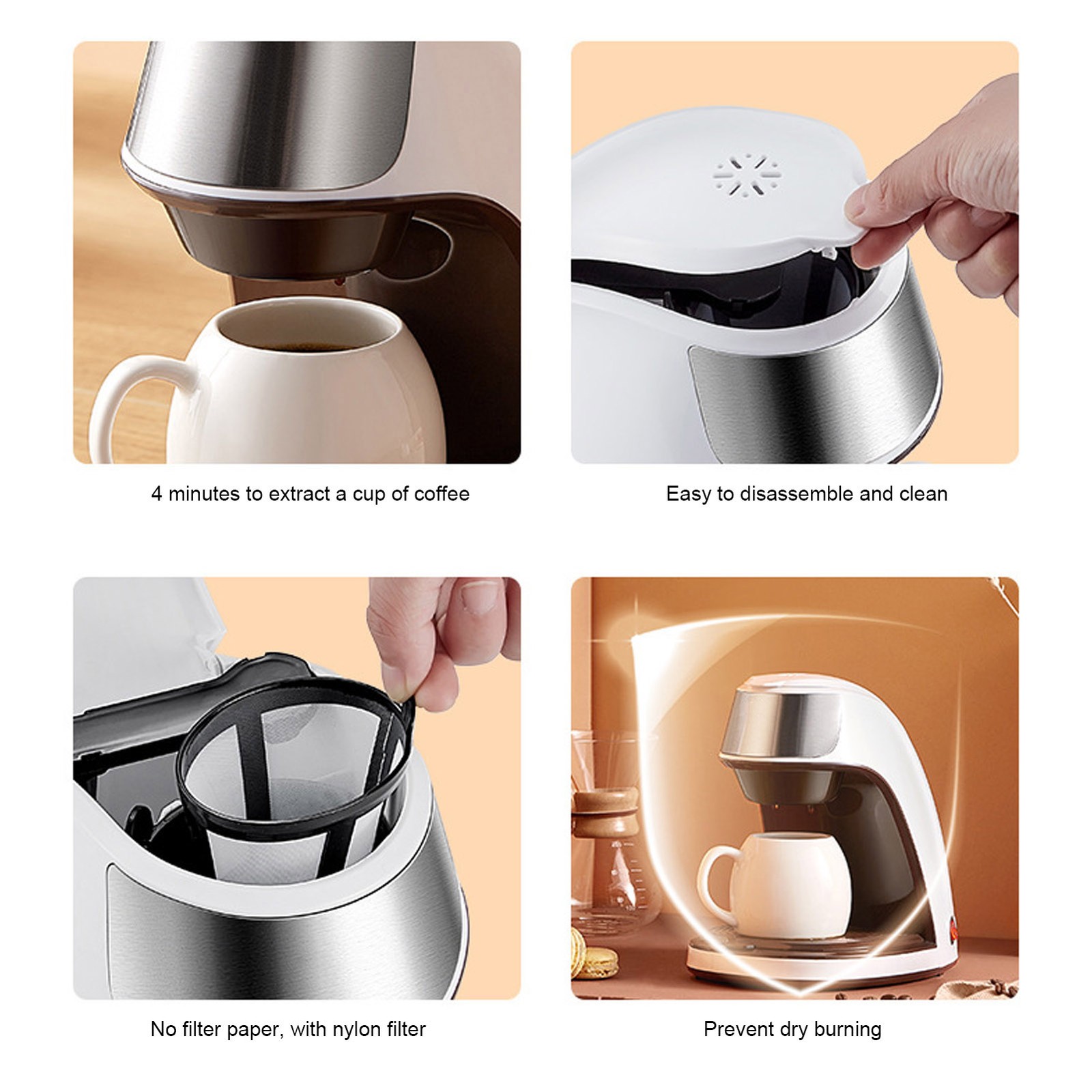 250ml Single Serve Coffee Maker Mini Multi Purpose Extraction Coffee Machine