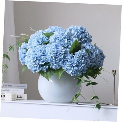 4pcs 2'' Faux Blue Hydrangeas Artificial Flowers, Real Touch 1 Light Blue 4pcs